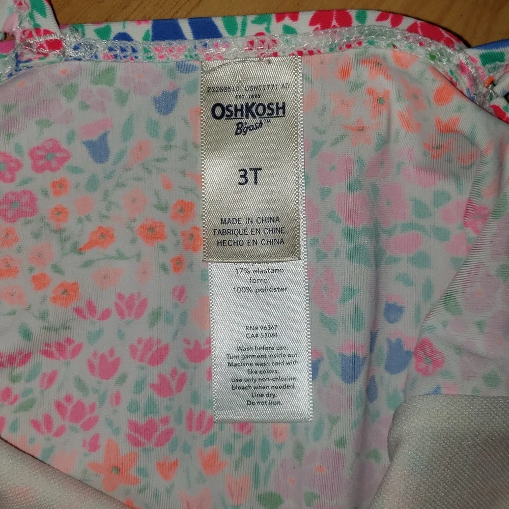 Oshkosh B'Gosh Floral Swimsuit with Ruffle at Waist & Shoulders, Size 3T